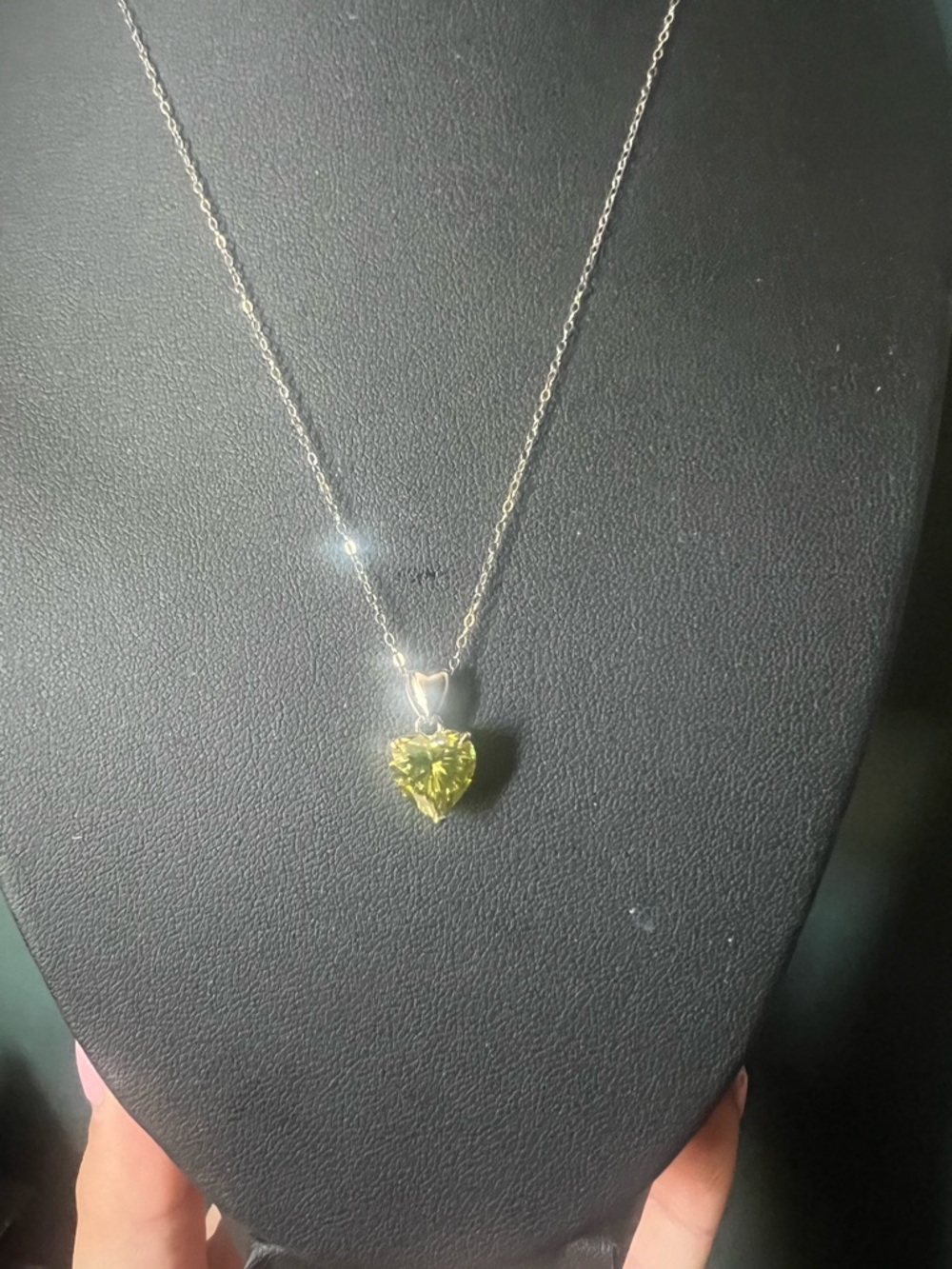 Rare 2ct. Green moissanite heart pendant necklace